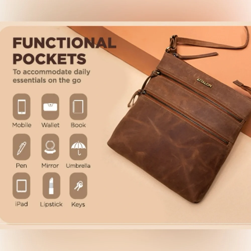 Leather ESTALON Bohemian/Crossbody Bag - Picture 14 of 16